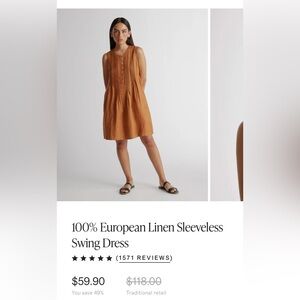 Quince 100% European Linen Dress NEVER WORN